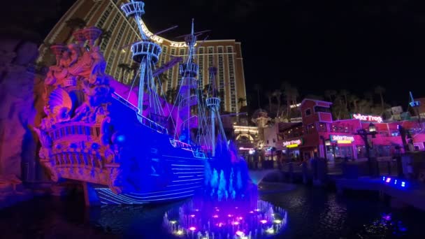 Las Vegas Nevada Usa Aug 2018 Das Piratenschiff Treasure Island — Stockvideo