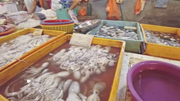 クアラルンプール マレーシア 1月2023 クアラルンプールの魚市場活気ある雰囲気 地元の文化 いくつかの伝統的なアジアのアイテムは すべての都市経済に貢献しながら — ストック動画