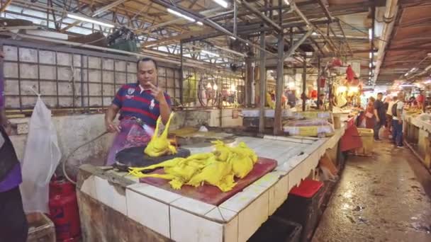 马来西亚吉隆坡 2023年1月 周杰路湿市场的许多肉商多年来一直在销售他们的产品 并建立了一个忠实的客户群 — 图库视频影像