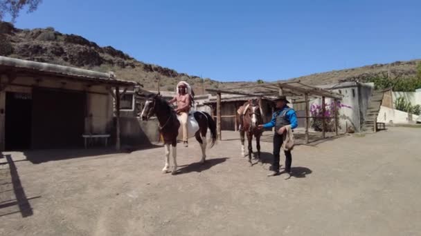 Gran Canaria Duben 2023 Město Sioux Turistickou Atrakcí Divokého Západu — Stock video