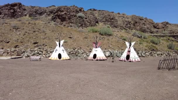 Gran Canaria April 2023 Indianen Tenten Het Sioux City Wild — Stockvideo