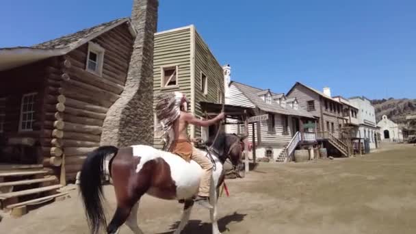 Gran Canaria Nisan 2023 Sioux City Tema Parkına Girmek Kovboy — Stok video