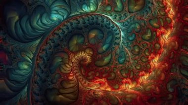 Soyut fraktal boyama. Tabloya ne kadar uzun süre bakarsan o kadar gizli ayrıntıları ve incelikleri fark edersin..