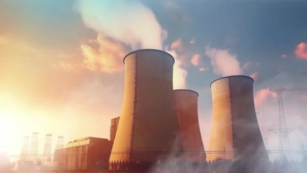 核电厂通过核能产生清洁能源 在不排放有害温室气体的情况下 安全有效地生产大量电力的方法 核能能源过渡 — 图库视频影像
