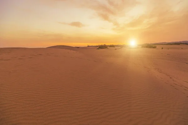Maspalomas Dunes Sunset Comprising Undulating Sand Dunes Extend Several Miles — Stock Photo, Image