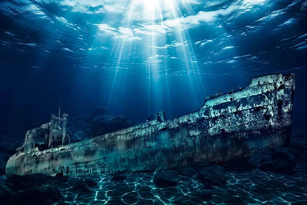 Naufragio Del Titanic Yaciendo Silenciosamente Fondo Del Océano Imagen Muestra Imágenes de stock libres de derechos