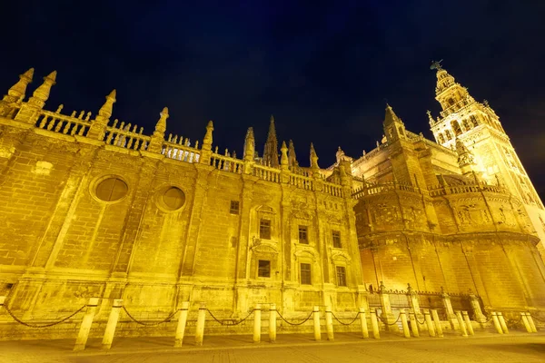 Catedral Sevilha Andaluzia Espanha Uma Atração Turística Popular Noite Também — Fotografia de Stock