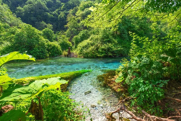Blue Eye Waterbron Natuurlijke Wonder Gelegen Het Zuiden Van Albanië — Stockfoto