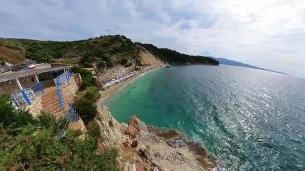 Drone Kilátás Pulebardha Beach Pulebardha Egy Kis Félreeső Strand Közelében — Stock videók
