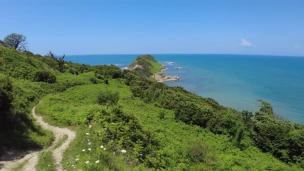 Cabo Rodon Costa Albania Una Maravilla Natural Magnífica Sitio Histórico — Vídeo de stock