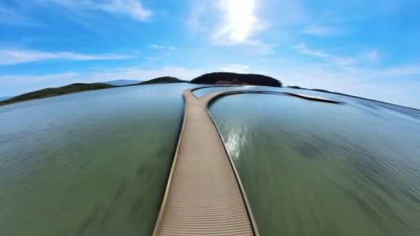 Hyper Lapse Vista Dron Del Sitio Histórico Isla Zvernec Laguna — Vídeos de Stock