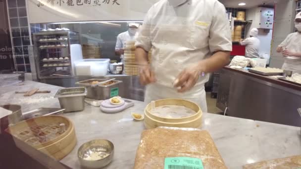 马来西亚吉隆坡 2023年1月 手工制作的饺子小龙宝 一种来自中国上海的汤圆 将调味的肉混合物塞入面团包装并蒸煮制成 — 图库视频影像