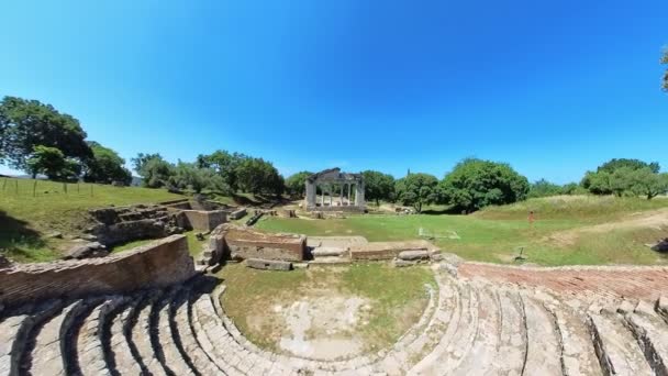 Letecký Pohled Albánské Archeologické Naleziště Apollonia Jednou Nejpozoruhodnějších Vlastností Apollonie — Stock video