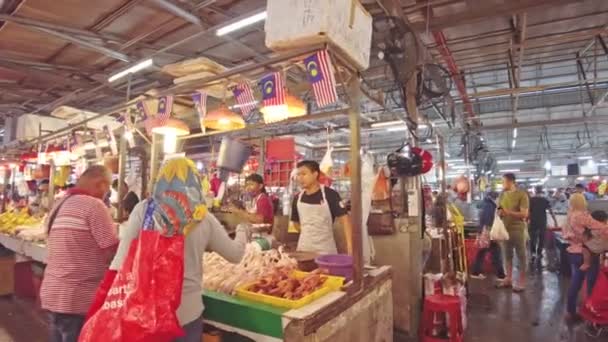 马来西亚吉隆坡周杰路市场 2023年1月 周杰路湿市场拥有多种商品 包括肉类 水果和草药 价格合理 — 图库视频影像