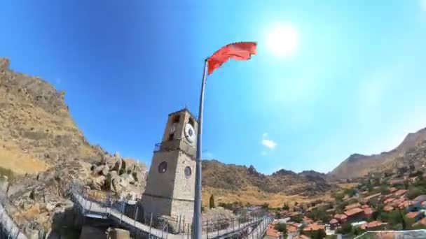 Hyper Lapse Provinsi Eskisehir Turki Terdapat Menara Jam Kota Sivrihisar — Stok Video