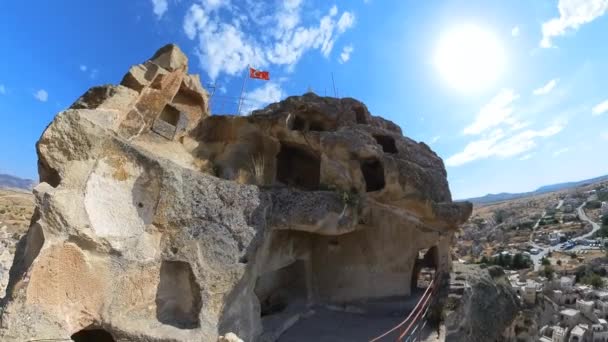 Castelo Ortahisar Capadócia Turquia Castelo Oferece Uma Vista Deslumbrante Paisagem — Vídeo de Stock