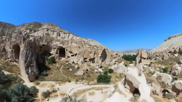 Zelve Friluftsmuseum Som Ligger Kappadokien Turkiet Anmärkningsvärd Arkeologisk Plats Som — Stockvideo