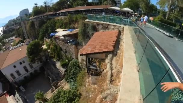 Tourist Immerses Herself Wonders Antalya Blending Historical Treasures Scenic Beauty — Stock Video