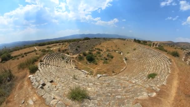 Flygfoto Över Den Antika Stadion Afrodisias Afrodisias Inbjuder Resenärer Och — Stockvideo