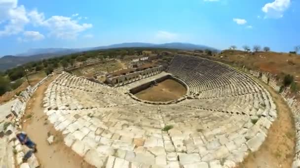 Aerial Hyper Lapse Ancient Theater Aphrodisias Afrodisías Antiguo Sitio Arqueológico — Vídeos de Stock