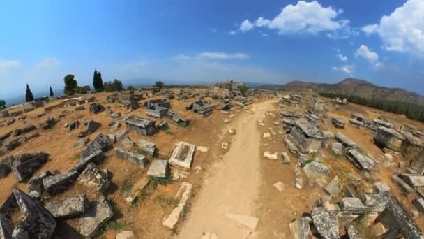 Türkiye Yer Alan Hierapolis Nekropolü Antik Mezarlar Anıtsal Mezar Taşlarından — Stok video