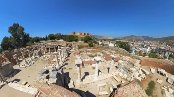 Kapija Progona Romeinse Ruïnes Selcuk Echo Verleden Als Toeristen Verkennen — Stockvideo