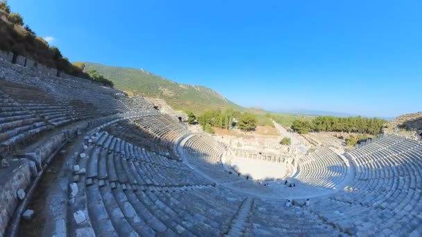 Divadlo Efezu Turecku Starobylý Zázrak Proslulý Monumentálním Měřítkem Dokonalou Akustikou — Stock video