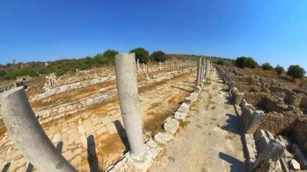 Genom Ruinerna Perge Agora Djupgående Anslutning Till Det Förflutna Att — Stockvideo