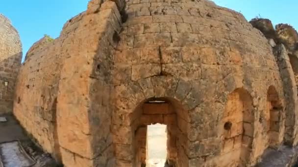 Вид Воздуха Hyper Lapse Древних Руин Палестрийской Римской Банями Перге — стоковое видео