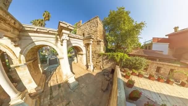 Marvel Gate Roman Architecture Hadrians Gate Antalya Turkey 2Nd Century — Stock Video