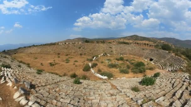 Aerial View Ancient Stadium Aphrodisias Unesco Archaeological Site Ancient Greek — Stock Video