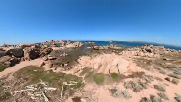 Flyg Hyper Lapse Lavezzi Lavezzi Skärgård Sundet Bonifacio Korsika Frankrike — Stockvideo