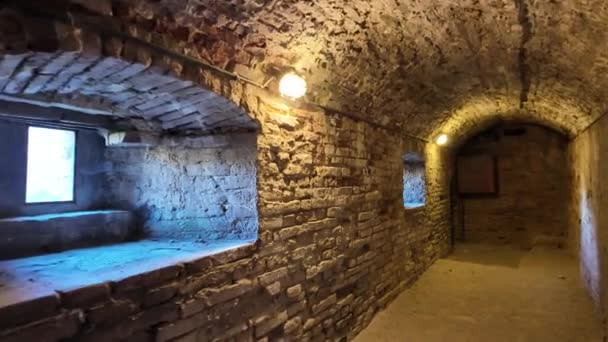 Tunnel Zicht Kerkers Van Brisighella Castle Rocca Manfrediana Een 14E — Stockvideo