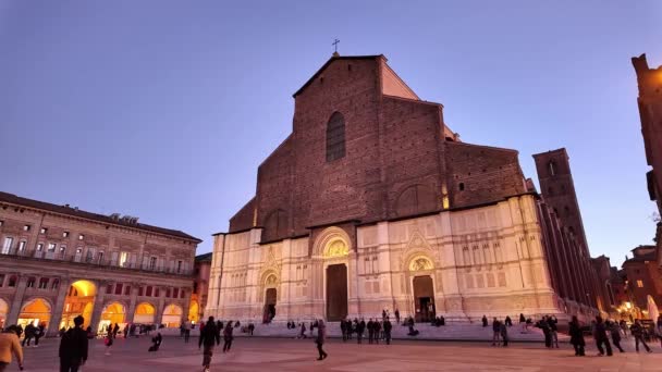 Bologna Italië Nov 2023 Lifestyle Piazza Maggiore Centraal Plein Met — Stockvideo
