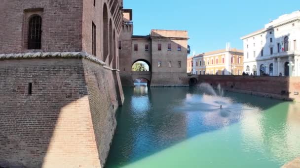 Hrad Ferrara Známý Jako Castello Estense Středověká Pevnost Centru Italského — Stock video