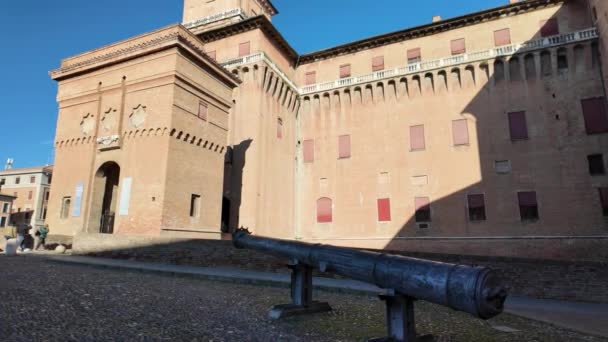Ferrara Castle Known Castello Estense Medieval Fortress Ferrara Center Italy — Stock Video