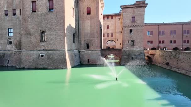 Constructed 1385 Castello Estense Ferrara Castle Stands Medieval Stronghold Heart — Stock Video