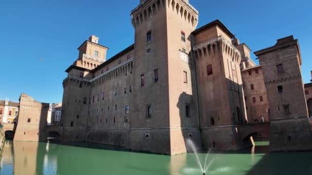 Gebouwd 1385 Het Castello Estense Ferrara Castle Staat Als Middeleeuwse — Stockvideo