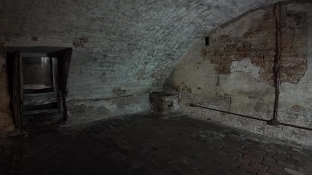 Kerkers Van Ferrara Castle Italië Waren Donkere Cellen Waar Vijanden — Stockvideo