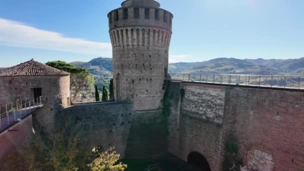 Aerial View Towers Brisighella Castle Also Known Rocca Manfrediana One — Stock Video
