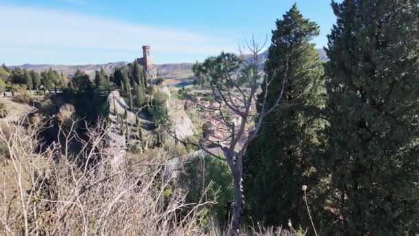 Ιστορικό Torre Dellorologio Πύργος Του Ρολογιού Στην Brisighella Της Ιταλίας — Αρχείο Βίντεο