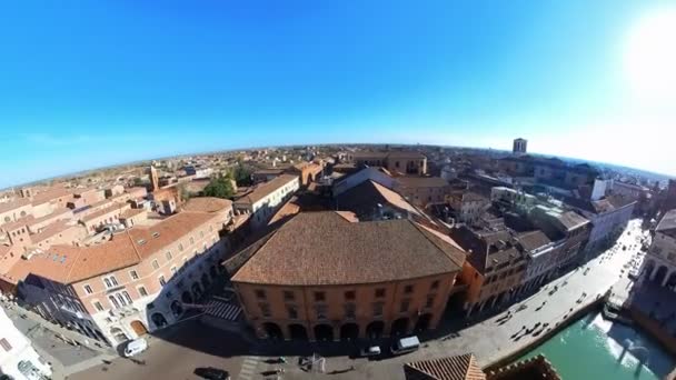 Hyper Lapse Вид Беспилотника Феррару Италия Отражающий Средневековую Архитектуру Эпохи — стоковое видео