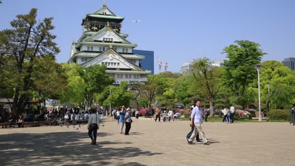 Osaka Japan April 2017 Die Burg Von Osaka Ein Majestätisches — Stockvideo