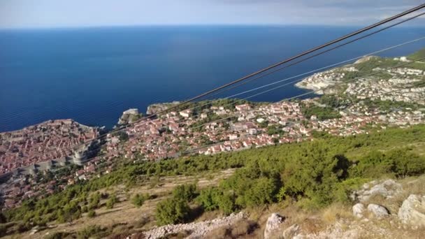 Panoramic View Dubrovnik Walled City Croatia Dalmatia Cable Car Station — Stock Video