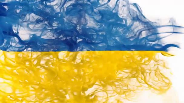 Ukraina Flaga Dym Macha Białym Tle Koncepcja Konfliktu Ukrainy Przeciwko — Wideo stockowe
