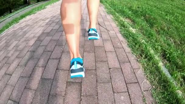 Chaussures Pour Exercice Ralenti Utilisées Dans Parc Coucher Soleil Vues — Video