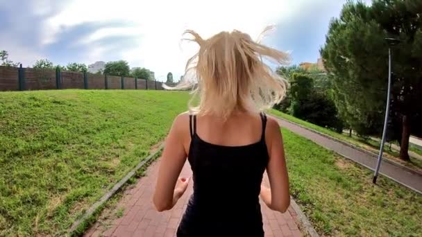 Lent Motion Mode Vie Sain Femme Vêtements Sport Courir Dans — Video