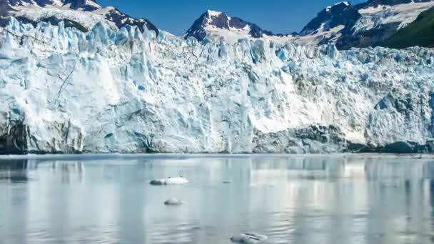 夏天游轮到美国阿拉斯加州威廉王子湾的哥伦比亚冰川 电影背景 — 图库视频影像