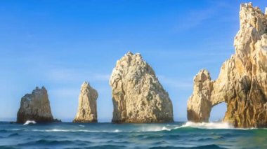 Cabo San Lucas 'taki Lands End' de Los Arcos kaya oluşumu, Baja California Sur, Meksika. Büyüleyici görüntü arkaplanı.