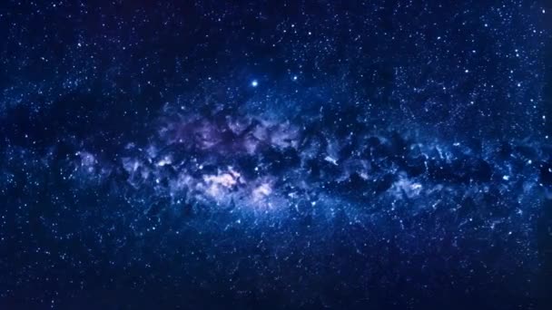Céu Azul Noturno Com Forma Leitosa Campo Estrelas Galáxias Austrália — Vídeo de Stock